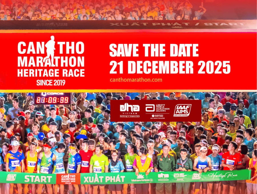 Vận động viên tham gia giải chạy Marathon Quốc tế Di sản Cần Thơ 2025.