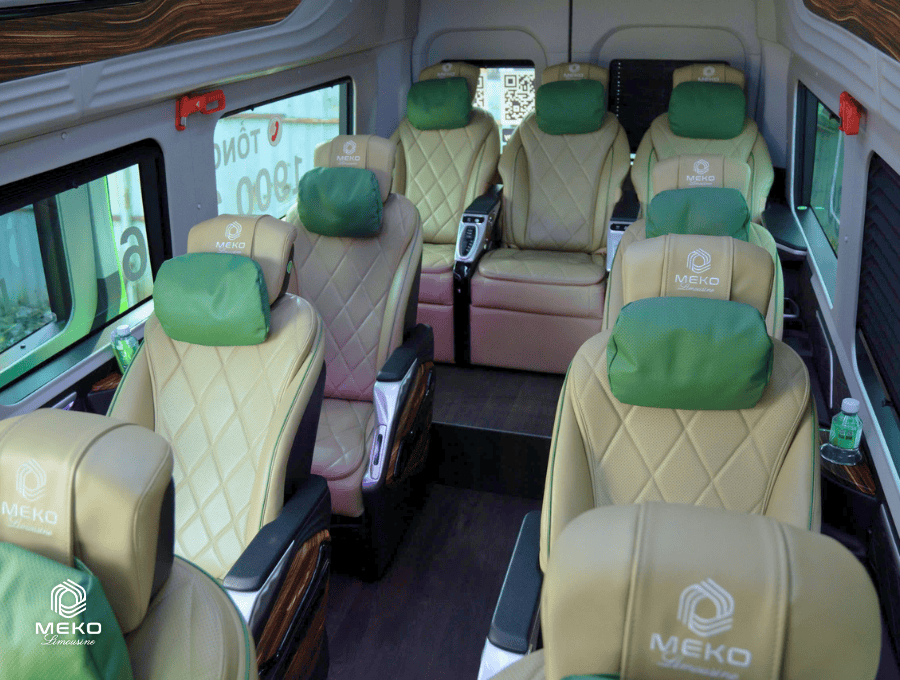 Không gian nội thất MEKO Limousine cho hành khách đi xe về Cần Thơ